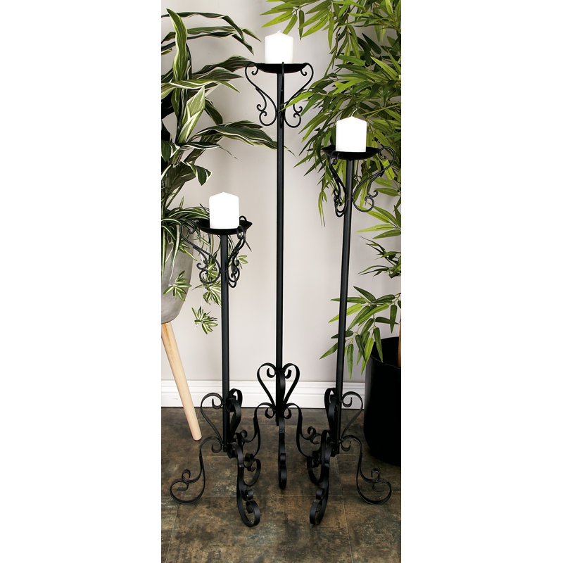 Fleur De Lis Living 3 Piece Scroll Tall Iron Candlestick Set & Reviews